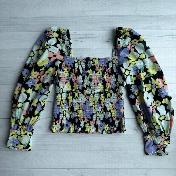 Free People Tops - Free People Ariana Floral Print Puff Sleeve Top S